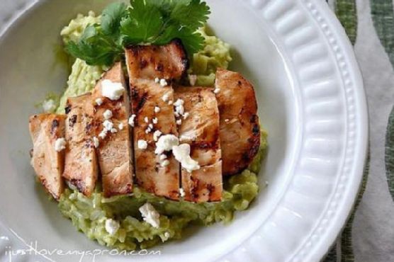 Avocado & Feta Cheese Creamy Rice With Grilled Chicken