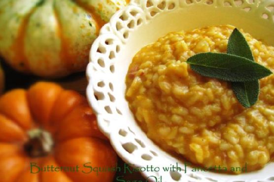 Butternut Squash Risotto With Pancetta and Sage Oil