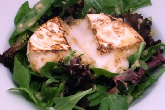 Candied Pine Nut Crusted Brie Salad