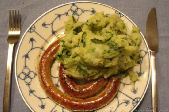 Sausages with Green Cabbage Mash