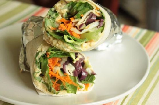 Hummus Wrap With Carrots and Cucumbers