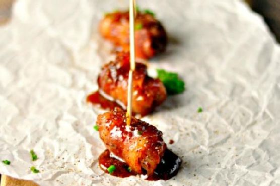 Maple Bacon Wrapped Andouille Bites