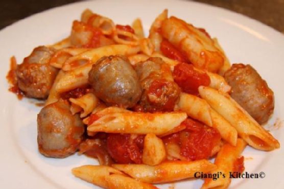 Penne with Sausage, Tomatoes and Potatoes