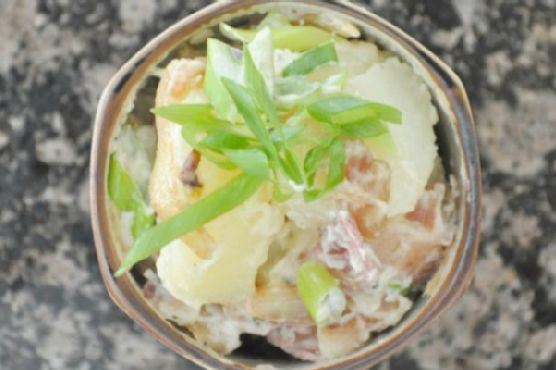 simple potato salad + bacon + onion