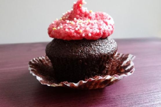 Tipsy chocolate cupcakes with raspberry frosting