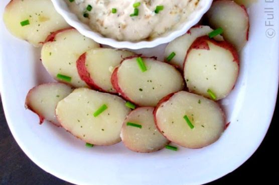Charred Onion Dip w. Steamed Red Potatoes for Dipping